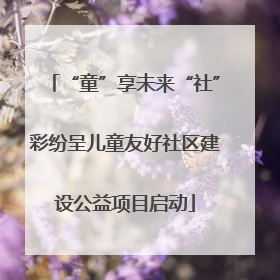 “童”享未来“社”彩纷呈儿童友好社区建设公益项目启动