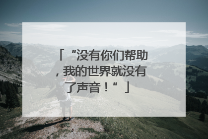 “没有你们帮助，我的世界就没有了声音！”