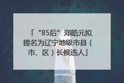 “85后”郑皓元拟提名为辽宁地级市县（市、区）长候选人