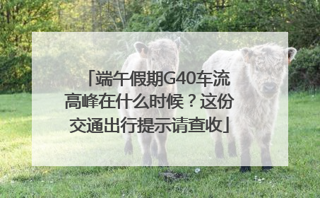 端午假期G40车流高峰在什么时候？这份交通出行提示请查收
