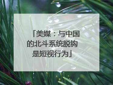 美媒：与中国的北斗系统脱钩是短视行为