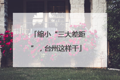 缩小“三大差距”，台州这样干