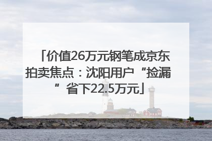价值26万元钢笔成京东拍卖焦点：沈阳用户“捡漏”省下22.5万元