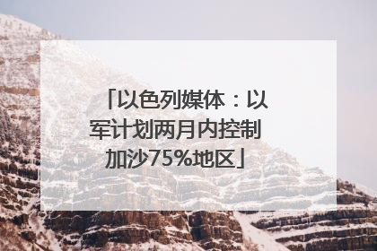 以色列媒体：以军计划两月内控制加沙75%地区