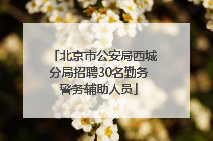 北京市公安局西城分局招聘30名勤务警务辅助人员