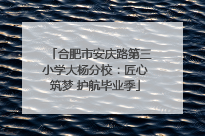 合肥市安庆路第三小学大杨分校：匠心筑梦 护航毕业季