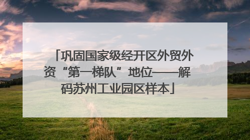巩固国家级经开区外贸外资“第一梯队”地位——解码苏州工业园区样本
