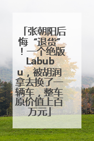 张朝阳后悔“退货”！一个绝版Labubu，被胡润拿去换了一辆车，整车原价值上百万元