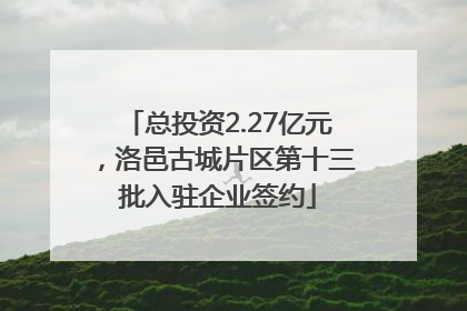 总投资2.27亿元，洛邑古城片区第十三批入驻企业签约