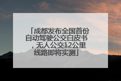 成都发布全国首份自动驾驶公交白皮书，无人公交12公里线路即将实测
