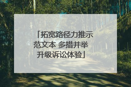 拓宽路径力推示范文本 多措并举升级诉讼体验