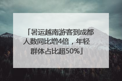 暑运越南游客到成都人数同比增4倍，年轻群体占比超50%