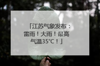 江苏气象发布：雷雨！大雨！最高气温35℃！
