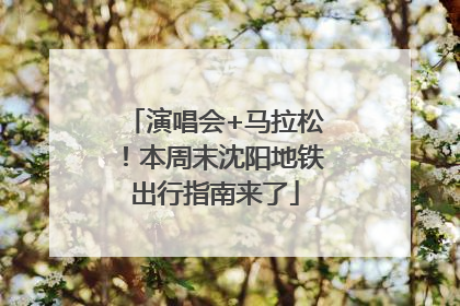 演唱会+马拉松！本周末沈阳地铁出行指南来了