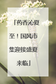 药香沁夏至！国风市集迎接盛夏来临