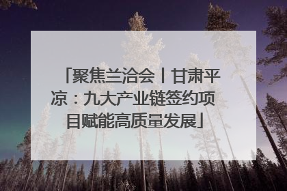 聚焦兰洽会丨甘肃平凉：九大产业链签约项目赋能高质量发展