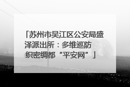 苏州市吴江区公安局盛泽派出所：多维巡防  织密绸都“平安网”