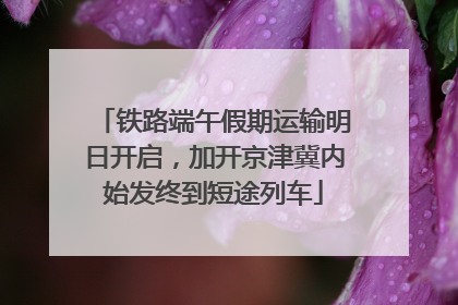 铁路端午假期运输明日开启，加开京津冀内始发终到短途列车