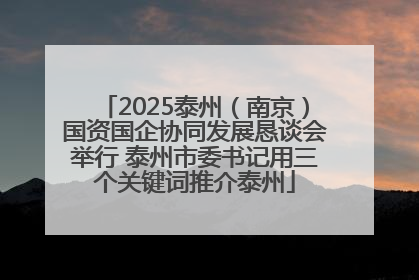 2025泰州（南京）国资国企协同发展恳谈会举行 泰州市委书记用三个关键词推介泰州