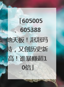 605005、605388地天板！泡泡玛特，又创历史新高！谁暴赚超10倍